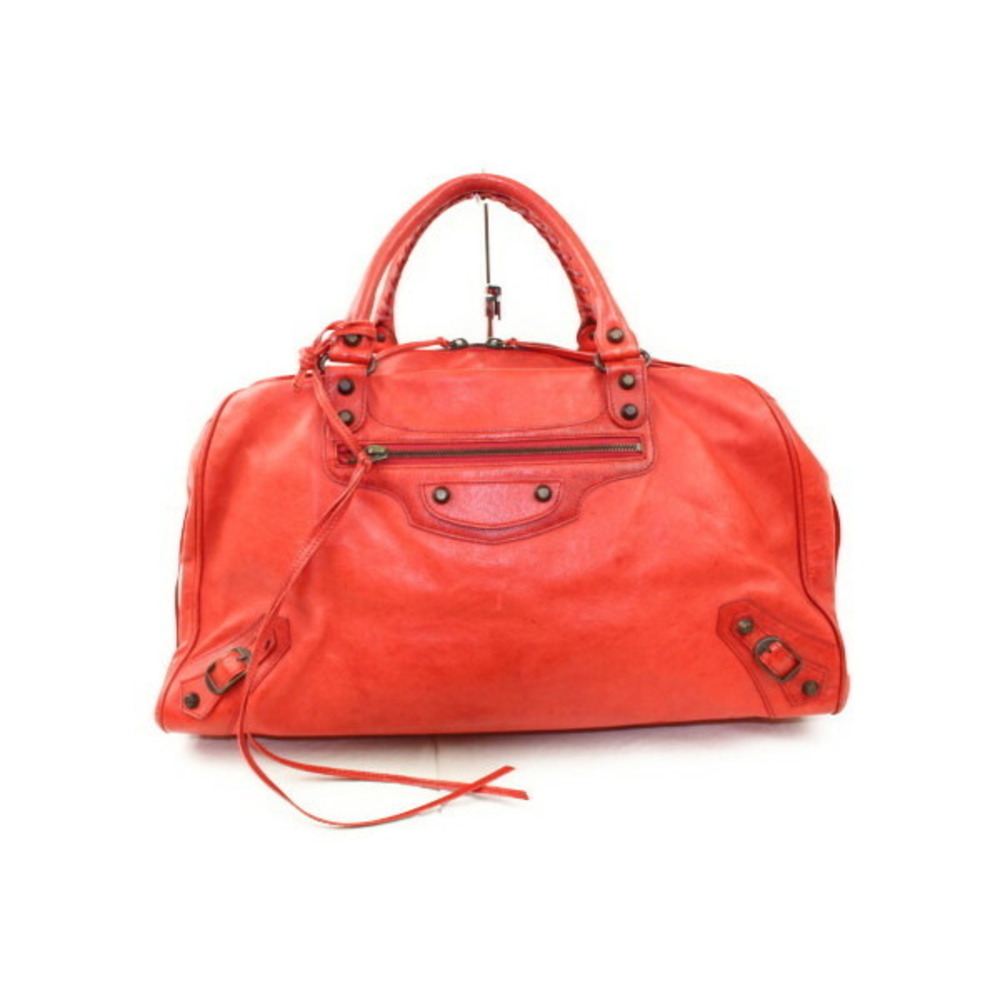 BALENCIAGA Gris red leather handbag Boston bag